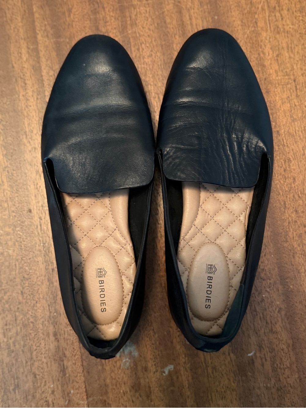 Birdies “The Starling” Black Leather Loafer Flats, Size 7.5